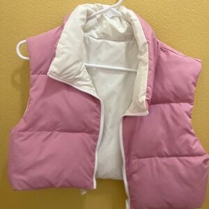 SHEIN Pink and White Puffer Vest